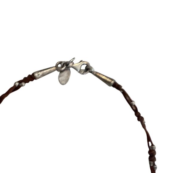 Presh designer cord sterling silver necklace dainty charm textured disc - Picture 7 of 9